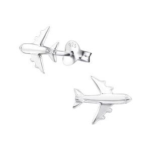 Sterling Silver Airplane Stud Earrings